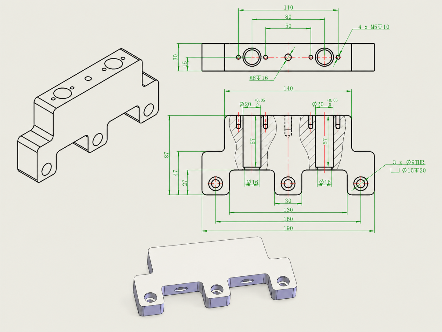 Drawing and 3D model support for parts processing
