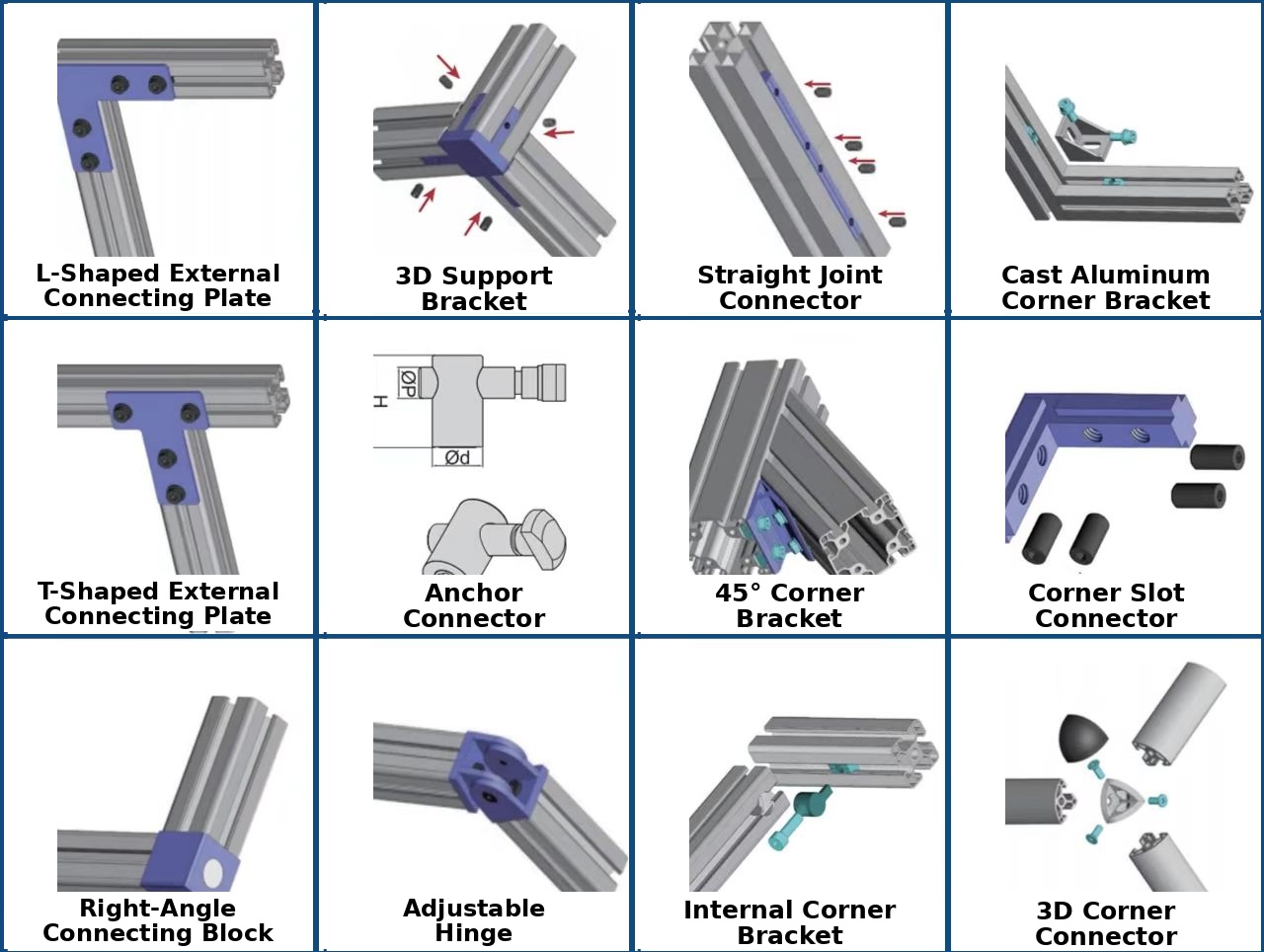 Aluminum profile accessories and industrial components